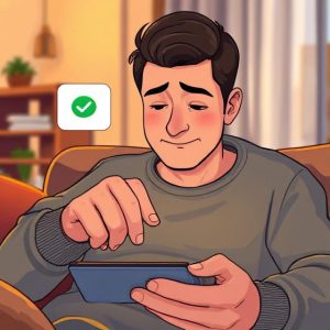 User receiving instant feedback from a mobile app, with a green checkmark confirmation.


